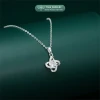 Dây chuyền bạc nữ TLEE mặt cỏ bốn lá khung viền hoa xoáy đính đá viền lấp lánh TLEE JEWELRY D0324 3