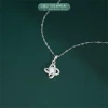 Dây chuyền bạc nữ TLEE mặt cỏ bốn lá khung viền hoa xoáy đính đá viền lấp lánh TLEE JEWELRY D0324 7