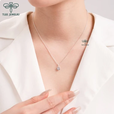 Dây chuyền bạc nữ TLEE mặt nụ đá nạm đá sang trọng giá 476k giảm từ 599k D0117 5
