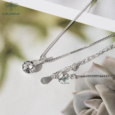 Dây chuyền bạc nữ TLEE mặt nụ đá nạm đá sang trọng giá 476k giảm từ 599k D0117 7