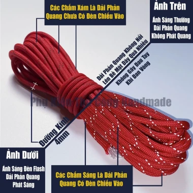 Dây dù sinh tồn paracord 550lbs 4mm phản quang 5m giá rẻ chỉ 25k 5 Dây dù sinh tồn paracord 550lbs 4mm phản quang 5m giá rẻ chỉ 25k 5