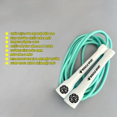 Dây Nhảy PVC 6mm Miracle Sport – Cao Cấp, Tăng Tốc Độ Cardio, Tập Gym Chỉ 96k 6