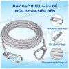 Dây Phơi Quần Áo Cáp Thép Không Gỉ 4.6m Có Móc Khóa 2 Đầu, Bọc Vinyl Chống Gỉ Chịu Lực Cao, Treo Đồ Trong Nhà Ngoài Trời