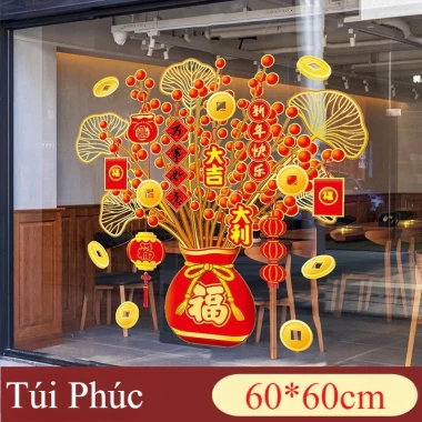 Decal Tết Tĩnh Điện Giá Rẻ - Dán Kính Trang Trí Tết 2.026, Giảm Sốc Còn 38.800đ 2