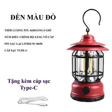 Đèn Bão Camping LED Sạc Tích Điện 5W - Chiếu Sáng 5-6 Tiếng - Giá Cực Tốt 74000đ 5