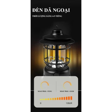 Đèn Bão Camping LED Sạc Tích Điện 5W - Chiếu Sáng 5-6 Tiếng - Giá Cực Tốt 74000đ 6