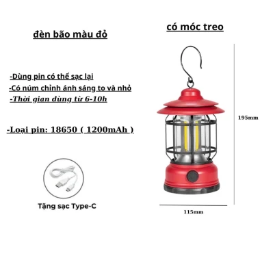Đèn Bão Tích Điện Cổ Điển - Tiện Lợi Dã Ngoại Giá Chỉ 69K 4