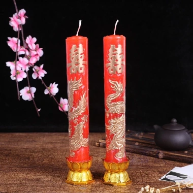 Đèn cầy Long Phụng khắc nổi - Cặp nến trang trí bàn thờ, đám cưới - 255.000