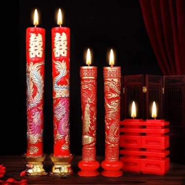 Đèn cầy Long Phụng khắc nổi - Cặp nến trang trí bàn thờ, đám cưới - 255.000
