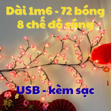Đèn Led Hoa Đào Dán Tường 1m6 - 72 Bông Sáng 8 Chế Độ Giá Shock Chỉ 245k 14 Đèn Led Hoa Đào Dán Tường 1m6 - 72 Bông Sáng 8 Chế Độ Giá Shock Chỉ 245k 14