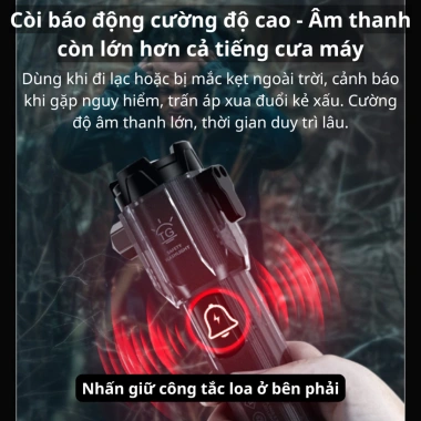 Đèn Pin F35 LED Zoom Siêu Sáng, Còi Báo Động, Cắt Dây An Toàn, 6 Chế Độ, IPX7 - Giá 159.000 VND