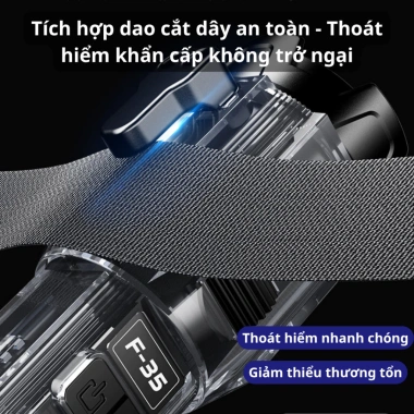 Đèn Pin F35 LED Zoom Siêu Sáng, Còi Báo Động, Cắt Dây An Toàn, 6 Chế Độ, IPX7 - Giá 159.000 VND