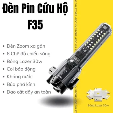 Đèn Pin LED Lazer F35 Siêu Sáng - Đèn Sinh Tồn Còi Báo Động Cắt Dây An Toàn Giá Rẻ 2 Đèn Pin LED Lazer F35 Siêu Sáng - Đèn Sinh Tồn Còi Báo Động Cắt Dây An Toàn Giá Rẻ 2
