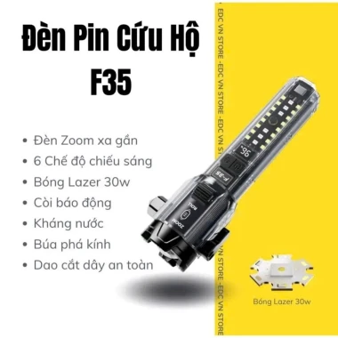 Đèn Pin LED Lazer F35 Siêu Sáng - Đèn Sinh Tồn Còi Báo Động Cắt Dây An Toàn Giá Rẻ 9 Đèn Pin LED Lazer F35 Siêu Sáng - Đèn Sinh Tồn Còi Báo Động Cắt Dây An Toàn Giá Rẻ 9