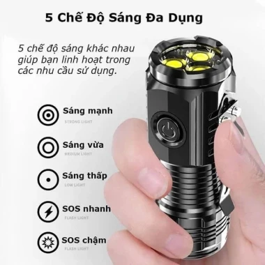 Đèn Pin Mini Siêu Sáng 3 Mắt Led 5 Chế Độ Cầm Tay Giá Rẻ 39k 3