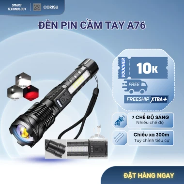 Đèn Pin Siêu Sáng Corisu A76 Chiếu Xa 500m Chống Nước 7 Chế Độ Tiện Lợi Giá Rẻ 2 Đèn Pin Siêu Sáng Corisu A76 Chiếu Xa 500m Chống Nước 7 Chế Độ Tiện Lợi Giá Rẻ 2