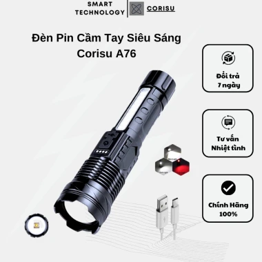Đèn Pin Siêu Sáng Corisu A76 Chiếu Xa 500m Chống Nước 7 Chế Độ Tiện Lợi Giá Rẻ 10 Đèn Pin Siêu Sáng Corisu A76 Chiếu Xa 500m Chống Nước 7 Chế Độ Tiện Lợi Giá Rẻ 10
