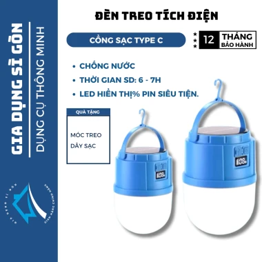 Đèn Treo Tích Điện Đa Năng 200-800W Kháng Nước Màn Hình Led Cáp Sạc Tặng Kèm Giá Rẻ 2