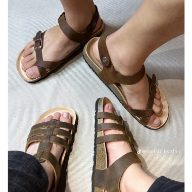 Dép Sandal Da Bò Quai Chéo Đế Trấu Xăng Đan Học Sinh Xỏ Ngón Bioline D14 290k 6