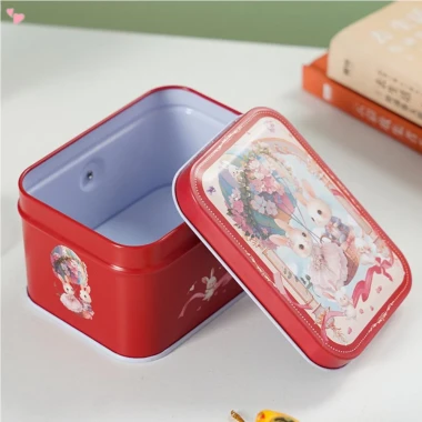 Di Động Hình Chữ Nhật Hình Chữ Nhật Tinplate Hộp Kẹo Cầm Tay Cặp Đôi Thỏ In Hộp Thiếc Bánh Quy Gói Quà Cho Sinh Nhật Đám Cưới Lễ Phục Sinh Trang Trí Tiệc 5