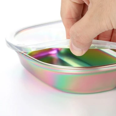 Đĩa ăn trẻ em LIUJIR thép 304, bát chia phẳng, đĩa salad vuông màu sắc, an toàn, dễ dùng 5 Đĩa ăn trẻ em LIUJIR thép 304, bát chia phẳng, đĩa salad vuông màu sắc, an toàn, dễ dùng 5