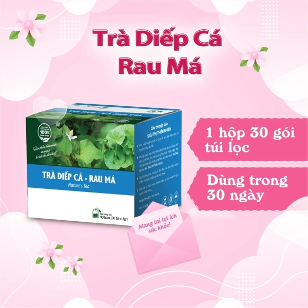 Hình ảnh sản phẩm Diếp Cá Rau Má Trà Hộp 30 Gói Túi Lọc - Giá chỉ 42.000 - Siêu Thị Thiên Nhiên