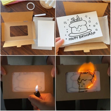 DIY Handmade Thiệp Sinh Nhật Đốt Cháy Ngọn Lửa Vui Vẻ Phong Bì Giấy Bọc Quà Tặng 6