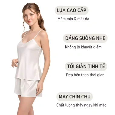 Đồ bộ mặc nhà WANNABE đồ đùi nữ quần sọt áo 2 dây basic đơn giản thoải mái chăm sóc giấc ngủ BS612 2