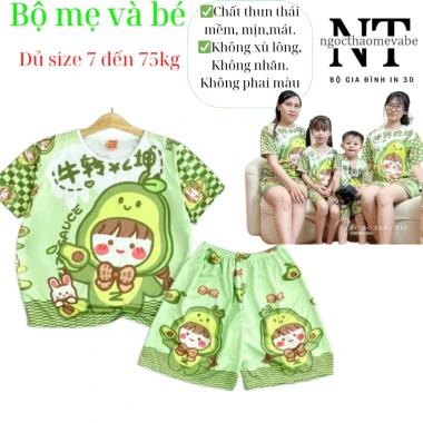 Đồ Bộ Mẹ và Bé Trái Bơ Thun Thái 3D Mềm Mịn Mát Giảm 21% Còn 35990đ 2 Đồ Bộ Mẹ và Bé Trái Bơ Thun Thái 3D Mềm Mịn Mát Giảm 21% Còn 35990đ 2