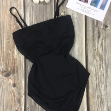 Đồ bơi bikini 1 mảnh caro đen trơn 2 dây giá rẻ chỉ 99000đ - Giảm từ 126720đ 6