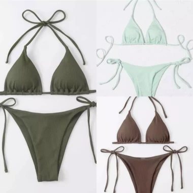 Đồ bơi chia eo cao hai mảnh màu kẹo thời trang 10
