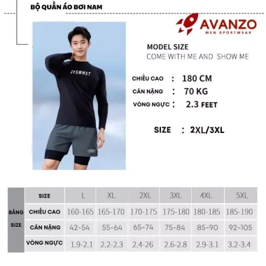 Đồ bơi nam dài tay AVANZO - Quần bơi 2 lớp kín đáo chống lộ, giá 99000đ giảm từ 126720đ 3 Đồ bơi nam dài tay AVANZO - Quần bơi 2 lớp kín đáo chống lộ, giá 99000đ giảm từ 126720đ 3