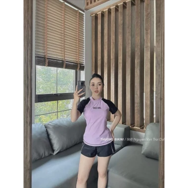 Đồ Bơi Nữ 2 Mảnh Co Giãn Cao Cấp - Áo Tay Ngắn Phối Quần Đùi Thun Giá Shock 113k 10