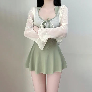Đồ Bơi Nữ Hai Mảnh Mùa Xuân Che Thịt Bảo Thủ Dài Tay Chống Nắng Cao Cấp Giảm Giá 6