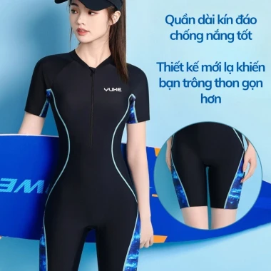 Đồ bơi nữ liền thân kín đáo khóa trước - Giá chỉ 299k - Phong cách thể thao năng động 4
