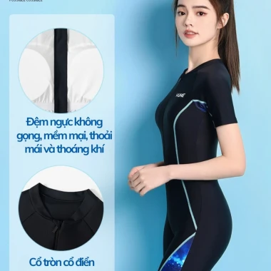Đồ bơi nữ liền thân kín đáo khóa trước - Giá chỉ 299k - Phong cách thể thao năng động 6