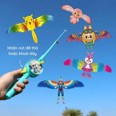 Đồ Chơi Diều 3D Mini Cho Bé Kèm Cần Câu Và Dây Thả 50m – Diều Cầm Tay Họa Tiết Hoạt Hình Dễ Thương 02804 24
