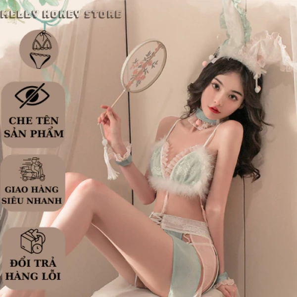 Hình ảnh sản phẩm Đồ ngủ gợi cảm cosplay cổ trang Trung Hoa ren xuyên thấu sexy quyến rũ set hán phục xẻ tà thanh lịch cao cấp