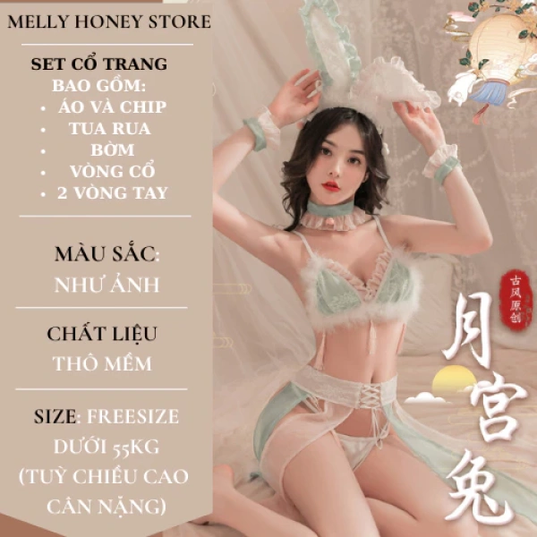 Hình ảnh sản phẩm Đồ ngủ gợi cảm cosplay cổ trang Trung Hoa ren xuyên thấu sexy quyến rũ set hán phục xẻ tà thanh lịch cao cấp