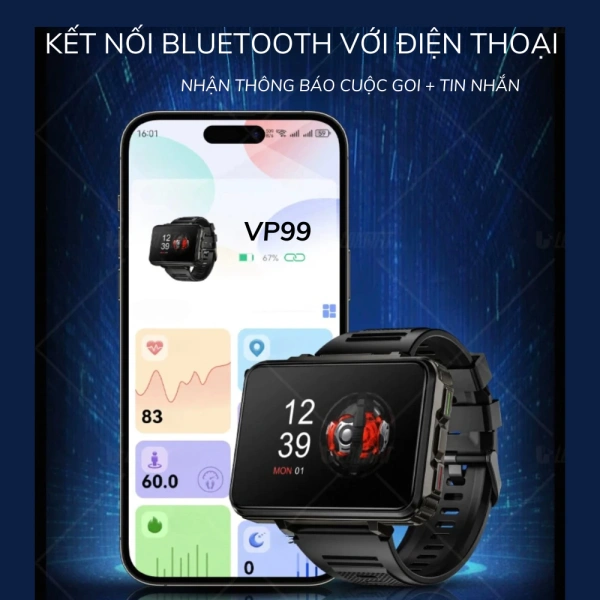 Hình ảnh sản phẩm Đồng hồ Android VP99 Ram 4/64GB lăp sim nghe gọi độc lập camera kép 13MP tải ứng dụng chơi game AHAI STORE