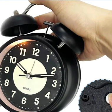 Đồng Hồ Báo Thức Để Bàn Chuông To, Quartz Có Dạ Quang Có Đèn Trang Trí Bàn Học Phòng Kích Thước 10cm 8