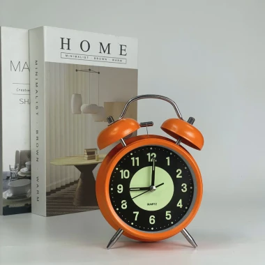 Đồng Hồ Báo Thức Để Bàn Chuông To, Quartz Có Dạ Quang Có Đèn Trang Trí Bàn Học Phòng Kích Thước 10cm 17