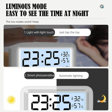 Đồng hồ led để bàn báo thức UKIO màn hình LCD cao cấp đo nhiệt độ và độ ẩm cutenery