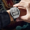 Đồng hồ nam GELATU lộ cơ automatic viền đá cao cấp,Đồng hồ đeo tay thể thao dây silicone chống nước 5
