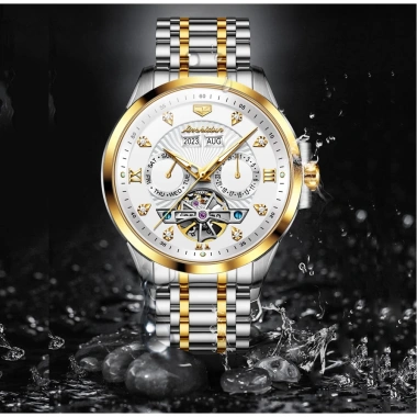 Đồng hồ nam lộ cơ automatic JSDUN cao cấp hiện đại full hộp,Đồng hồ đeo tay dây thép chống nước quà tặng bạn trai