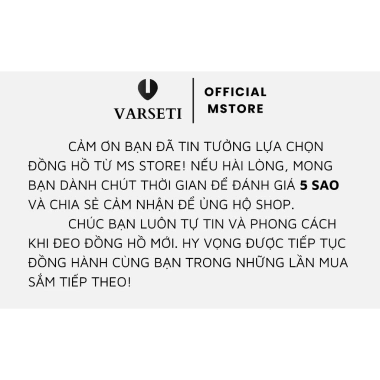 Đồng Hồ Nam Varseti Pin Hub Sang Trọng - Chống Nước, Size Vừa, Khóa H Thông Minh 40, Giá 74.000₫