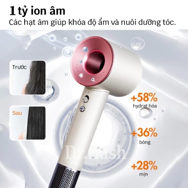 Dr Flash Máy sấy tóc 1 tỷ ion âm, công suất cao sấy nhanh, bảo vệ tóc, màu hồng – 439.999đ 2