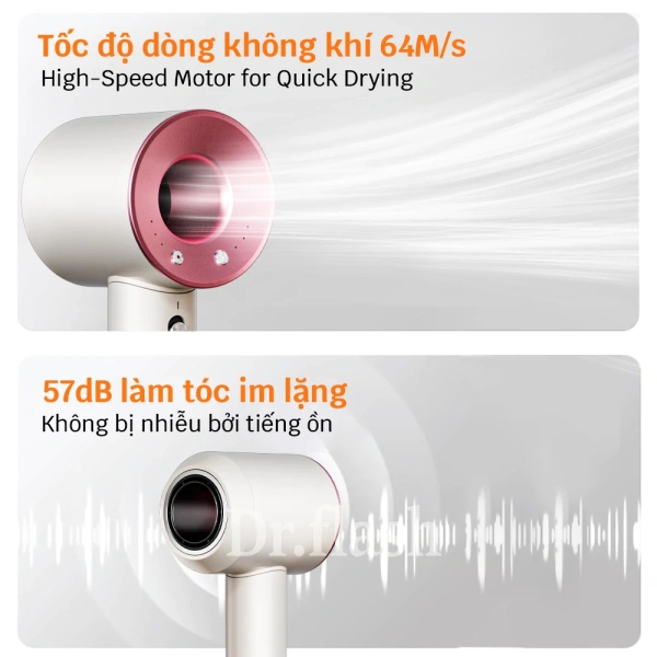 Hình ảnh sản phẩm Dr Flash Máy sấy tóc 1 tỷ ion âm, công suất cao sấy nhanh, bảo vệ tóc, màu hồng – 439.999đ