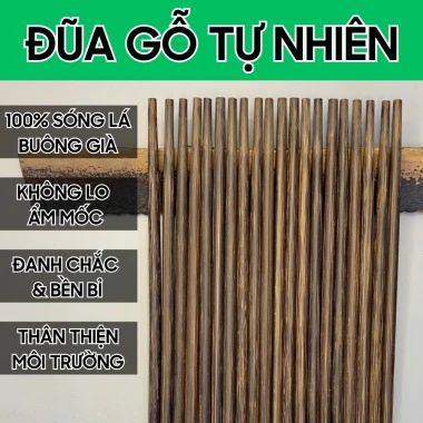 Đũa Gỗ Cao Cấp Buông Bình Thuận - An Toàn, Không Cong Vênh, Chịu Nhiệt Tốt, Giá Tốt 108k 3