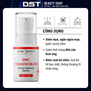[Dược Sĩ Tiến] ACNECEUTICS ZINC + DRAGON BLOOD Serum Kẽm Huyết Rồng Giảm Viêm, Kiềm Dầu và Ngăn Ngừa Mụn (30g) 6